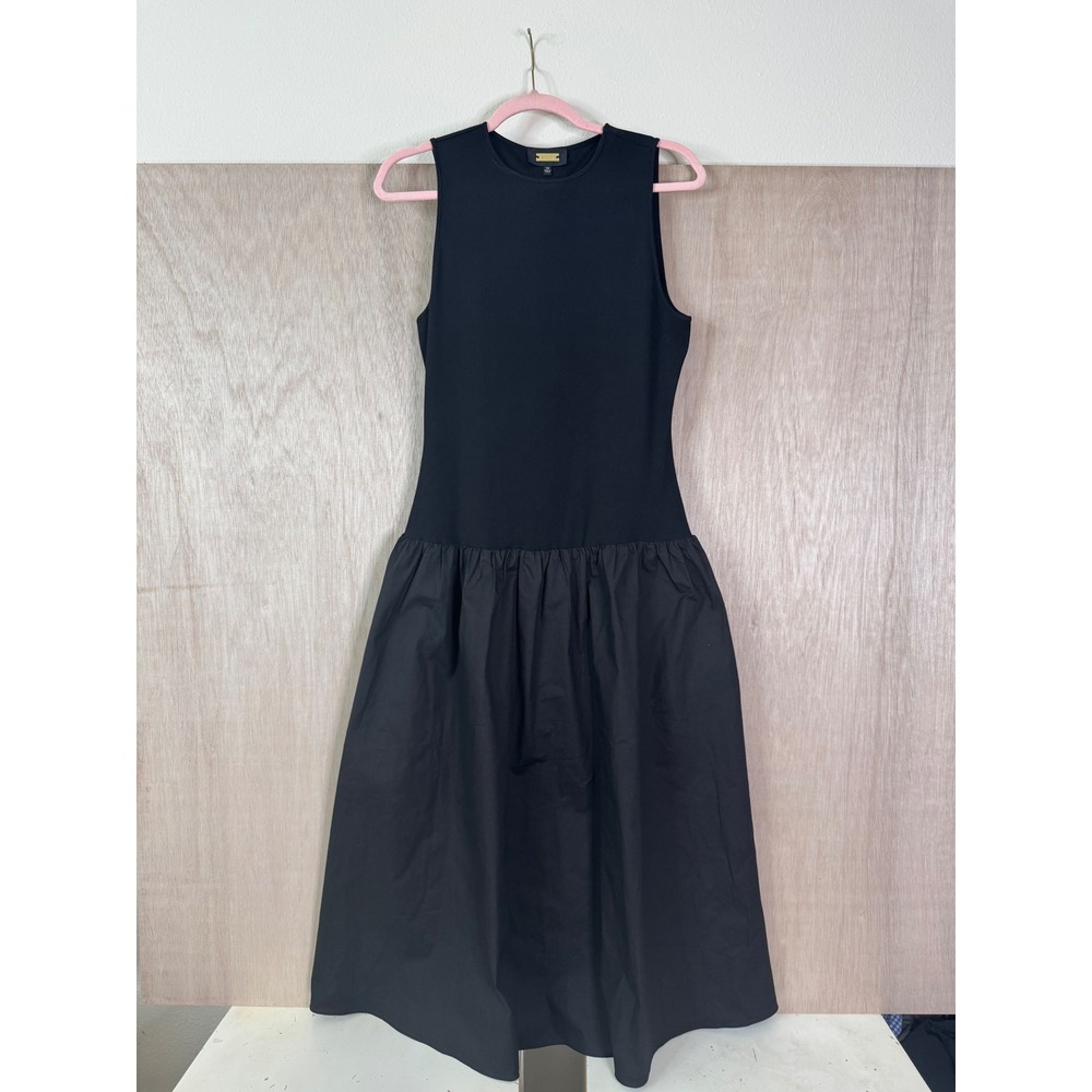 Alexia Admor Womens Black Mixed Media Ribbed Knit Drop Waist Midi Dress Size 10